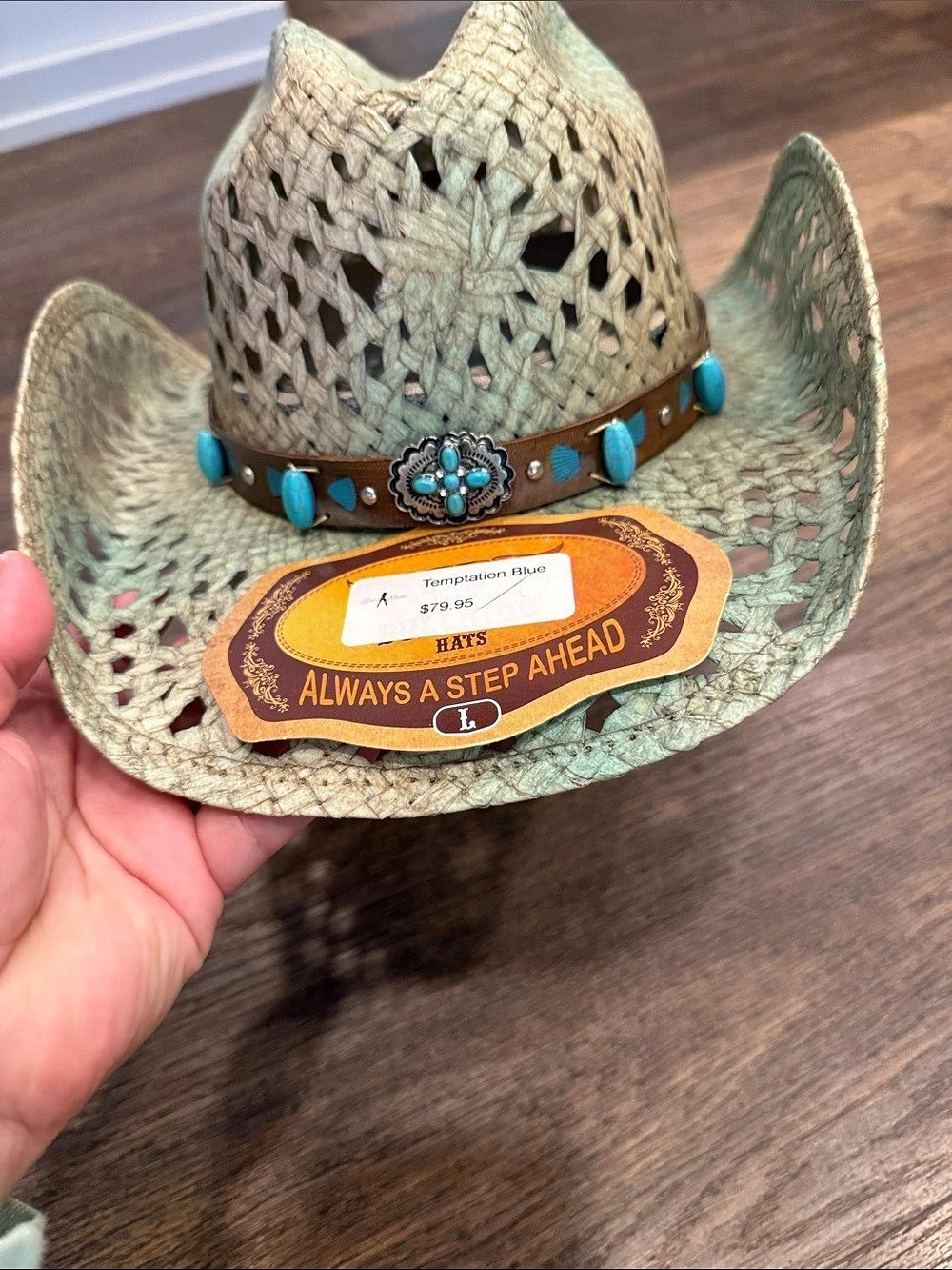Bullhide Hat Company Western Straw Hat in Green & Brown NWT